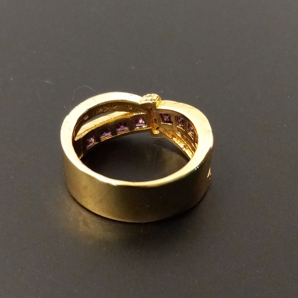 Amethyst with White Zirconia Woman Ring - Picture 7 of 7